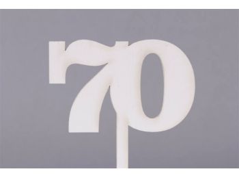 Fehér nagy 70-es szülinapi sziluett tortadísz