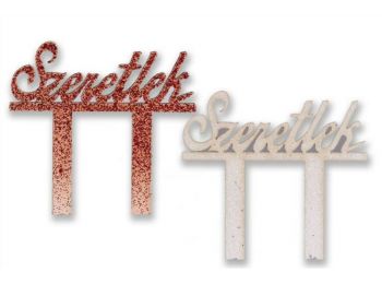 2 db csillámos Szeretlek felirat sziluett tortadísz