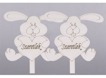 2 db Szeretlek feliratos szíves nyuszi fehér sziluett tort