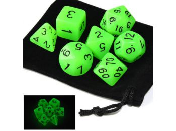 Dobókocka szett - zöld (világít a sötétben)