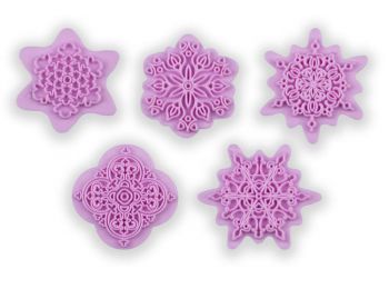 5 részes virág és hópehely fondant mintázó készlet