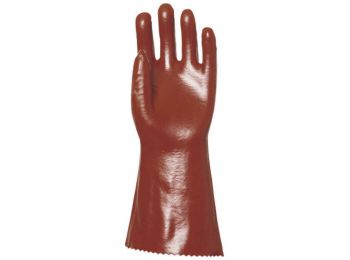 EP MÁRTOTT PVC KESZTYŰ, BORDÓ, SAV/LÚG/OLAJÁLLÓ, 36CM