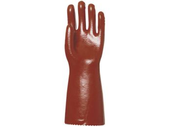 EP MÁRTOTT PVC KESZTYŰ, BORDÓ, SAV/LÚG/OLAJÁLLÓ, 40CM