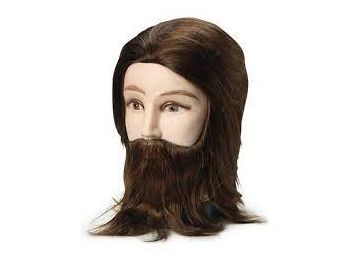 Brave Head szakállas férfi babafej humán hajjal, 20 cm