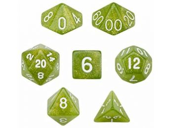 Dobókocka szett - csillogó citromsárga/zöld (7 darabos)