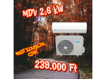AKCIÓS MDV RAM-026-SP R32 klíma SZETT 2,6 kW + 3m szerelé