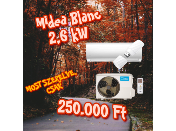 AKCIÓS Midea Blanc klíma szett MAX-09-SP-WIFI 2,6 kW + 3m szereléssel