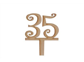 Natúr vidám 35-ös szülinapi sziluett tortadísz