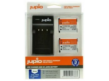 Jupio Kit: 2x Battery Li-40B/Li-42B/NP45/D-Li63/EN-EL10 + US