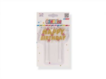 Happy Birthday rózsaszín csillagokkal torta