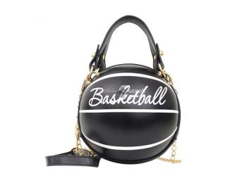 (4 színben) Kosárlabda forma táska -Fekete