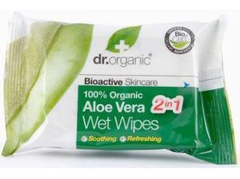 Dr. Organic Bio Aloe Vera nedves törlőkendő, 20 db