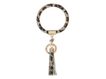 (Több szín) Kulcstartós karperec - Párduc mintás