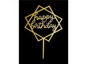 Arany színű négyzetes Happy Birthday feliratos szülinapi