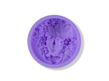 Virágos női fej szilikon fondant forma