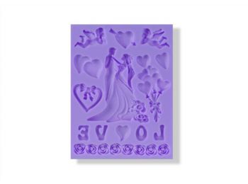 Esküvő és szerelem motívumok szilikon fondant forma