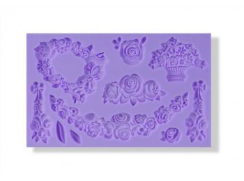 Rózsás díszítőelem készítő szilikon fondant formáz�