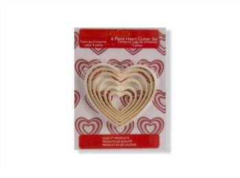 6 részes szív alakú süti és fondant kiszúró készlet