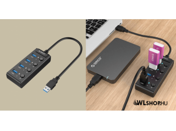 USB HUB - 4 USB 3.0 kapcsolókkal Orico - Fekete
