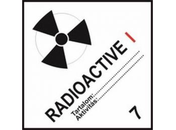 Radioaktív anyagok I fehér kat. - öntapadó, 300*300
