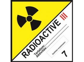 Radioaktív anyagok III sárga kat. - öntapadó, 300*300