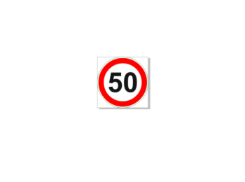 Sebességkorlátozó tábla, 50 km/h! - műanyag, 450*450