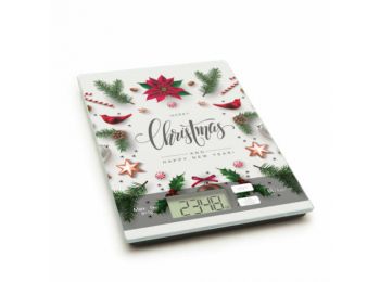 Fehér karácsonyi mintás digitális konyhai mérleg
