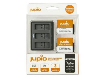 Jupio Value Pack: 2x Battery GoPro HERO9 | HERO10 | AHDBT-901 1730mAh + Compact USB Triple töltő