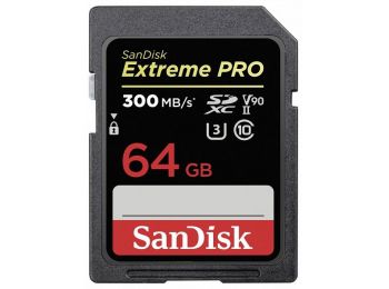SanDisk Extreme Pro  SDXC™ 64GB memóriakártya 300 MB/s olvasás UHS-II, U3, V90