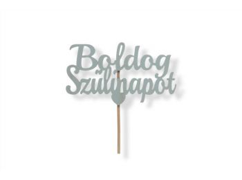 Kék Boldog szülinapot felirat tortadísz sziluett