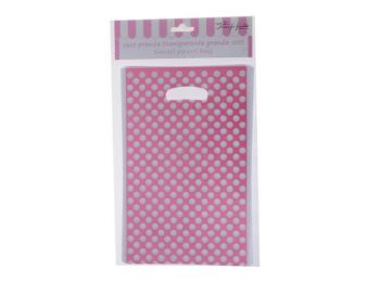 12 db 17*24 cm-es rózsaszín fehér pöttyös celofán tasa