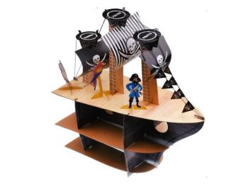 3 szintes kalózhajó alakú karton muffin állvány