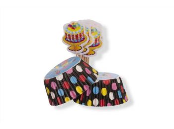 24 adagos Party Time feliratos muffin papír és torta mint�