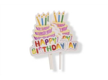 Happy Birthday feliratos tortás 6 részes tortabeszúró k�