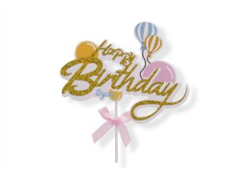 Lányos léghajós Happy Birthday tortabeszúró