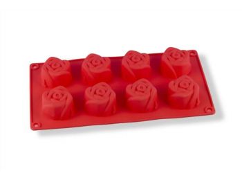 8 adagos rózsa alakú szilikon minimuffin sütőforma