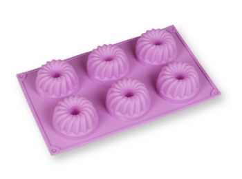 6 adagos szilikon minikuglóf sütőforma recés mintával