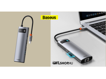Baseus Metal Gleam 8in1 Multifunkciónális USB-C HUB - 3x USB 3.0-HDMI-USB-C PD-Ethernet RJ45-microSD / SD
