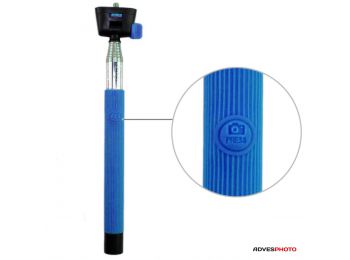 Selfie monopod beépített bluetooth távkioldóval és telefontartóval, kék /Teleszkópos/