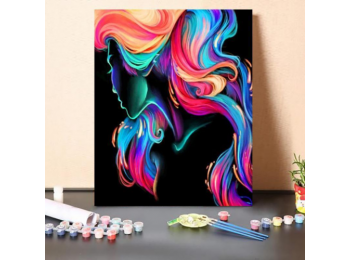 Absztrakt Szívárvány Haj - számfestő készlet