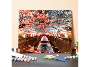 Cseresznyevirág a Meguro Csatornánál - számfestő készlet