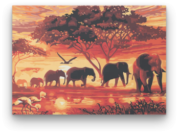 Elefántok a Szavannában - számfestő készlet
