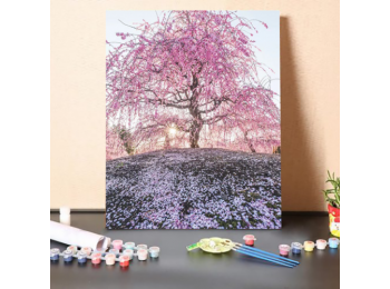 Gyönyörű Fa Tavasszal - számfestő készlet