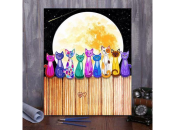 Macskák a Holdfényben - számfestő készlet