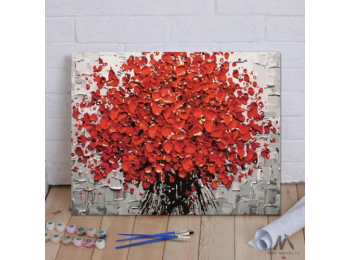 Piros virágcsokor - Számfestő készlet
