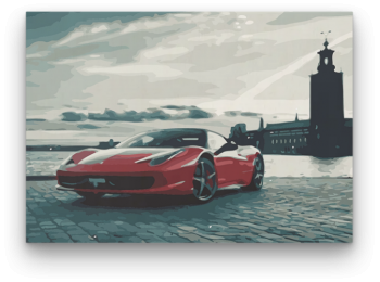 Piros Sportkocsi - számfestő készlet