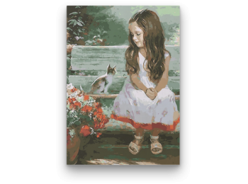 Kislány és Cica - számfestő készlet