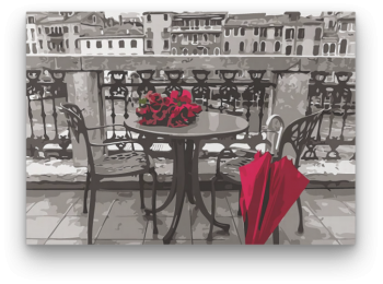 Szürke és Bordó Terasz - számfestő készlet