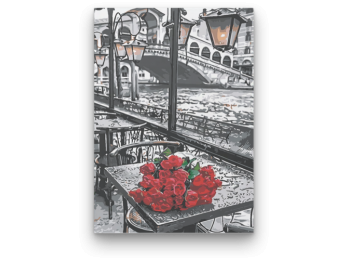 Vörös Rózsa az Asztalon - számfestő készlet
