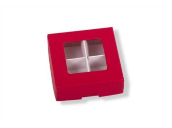 Piros 4 adagos rekeszes bonbon doboz